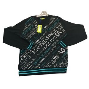 Authentic NWT Versace Jeans Couture Sweater AOP Monogram Logo Mojave Mesh Sz M